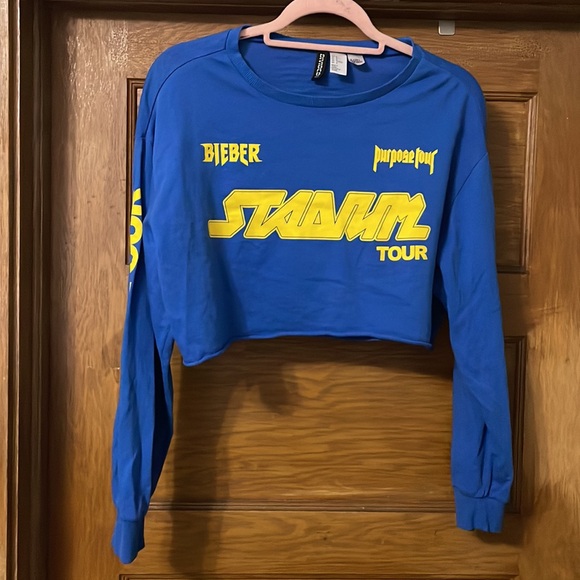 Justin Bieber long sleeve crop top - stadium‎ tour - Picture 1 of 9